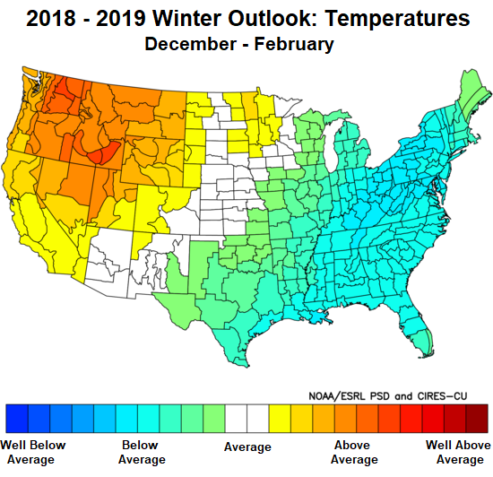 18 19 Winter Outlook Temperatures 18 19 Winter Outlook Temperatures